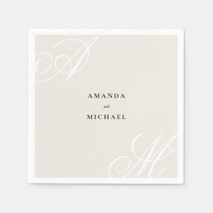 Elfenbeinbeige Moderne Kante Elegante Monogram Wed Serviette