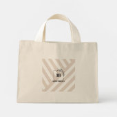 Elfenbeinbeige Streifen Monogram Mini-Tasche Mini Stoffbeutel (Rückseite)