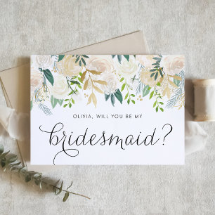 Elfenbeinbein-Glitzer werden Sie meine Bridesmaid  Karte