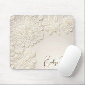 Elfenbeinbestickte Blüte mit Namen Mousepad (Mit Mouse)