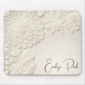 Elfenbeinbestickte Blüte mit Namen Mousepad (Vorne)