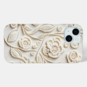 Elfenbeinbesticktes Blumendesign Case-Mate iPhone Hülle (Rückseite (Horizontal))