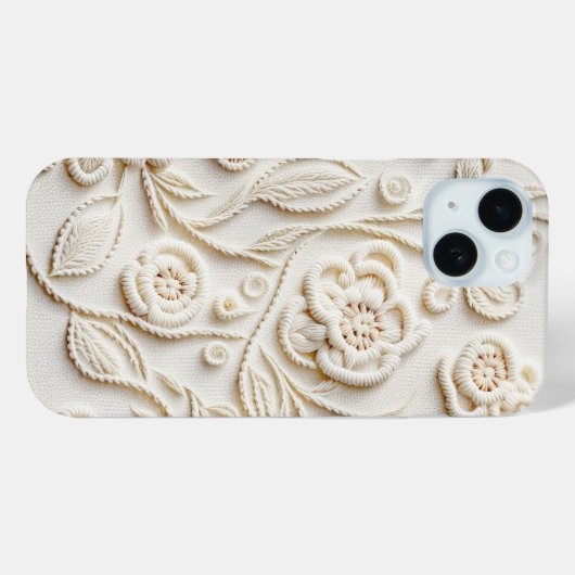 Elfenbeinbesticktes Blumendesign Case-Mate iPhone Hülle (Rückseite (Horizontal))