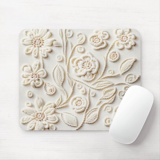 Elfenbeinbesticktes Blumendesign Mousepad (Mit Mouse)
