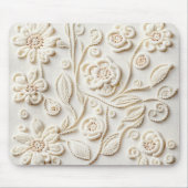 Elfenbeinbesticktes Blumendesign Mousepad (Vorne)
