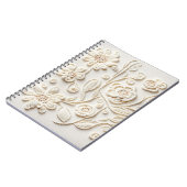 Elfenbeinbesticktes Blumendesign Notizblock (Linke Seite)