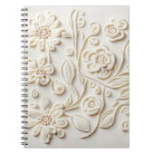 Elfenbeinbesticktes Blumendesign Notizblock (Vorderseite)