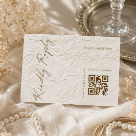 Elfenbeinblättriger eleganter Hochzeits-QR-Code RSVP Karte