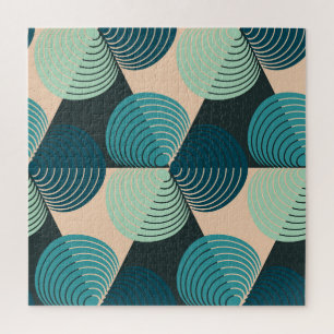 Elfenbeinblau Geometrisch: Retro-Tile-Elegance. Puzzle