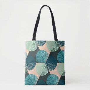 Elfenbeinblau Geometrisch: Retro-Tile-Elegance. Tasche