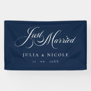 Elfenbeinblaues Just Married Hochzeitsauto-Banner- Banner