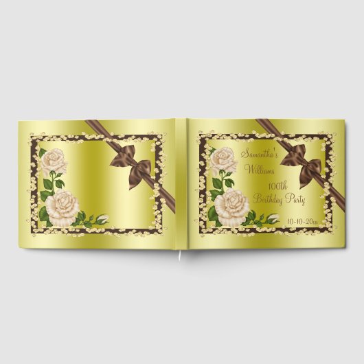 Elfenbeinblossom, Bows & Diamonds 100. Geburtstag Gästebuch (Voll)