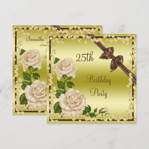 Elfenbeinblossom, Bows & Diamonds 25. Geburtstag Einladung