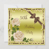 Elfenbeinblossom, Bows & Diamonds 50. Geburtstag Einladung (Vorderseite)