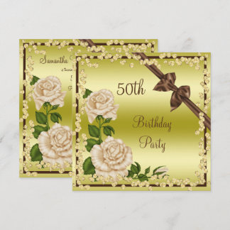 Elfenbeinblossom, Bows & Diamonds 50. Geburtstag Einladung