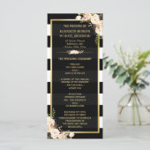 Elfenbeinblume B&W Striped Wedding Programm (Stehend Vorderseite)