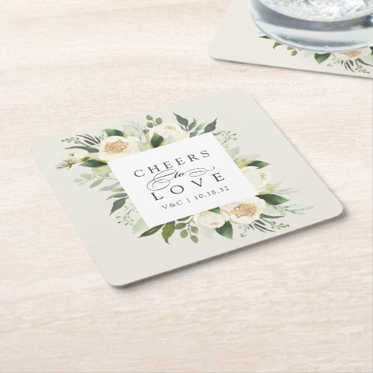 Elfenbeinblume Blumenrahmen "Anfeuern zur Liebe" H Rechteckiger Pappuntersetzer (angewinkelt)