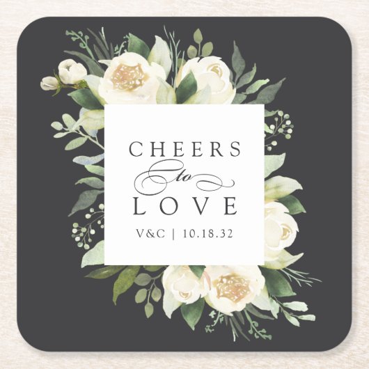 Elfenbeinblume Blumenrahmen "Anfeuern zur Liebe" H Rechteckiger Pappuntersetzer (Vorderseite)