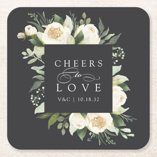 Elfenbeinblume Blumenrahmen "Anfeuern zur Liebe" H Rechteckiger Pappuntersetzer (Vorderseite)