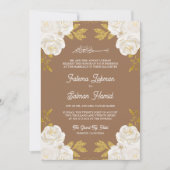 Elfenbeinblume Gold Beige muslimische Hochzeit Einladung (Vorderseite)