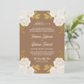 Elfenbeinblume Gold Beige muslimische Hochzeit Einladung (Stehend Vorderseite)