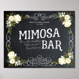 Elfenbeinblume Mimosa Bar Sign Grillen Hochzeit et Poster
