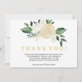 Elfenbeinblume Rose Bouquet Hochzeit Danke Foto (Vorderseite)