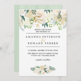 Elfenbeinblume Rose Grüne Hochzeitsminze Einladung