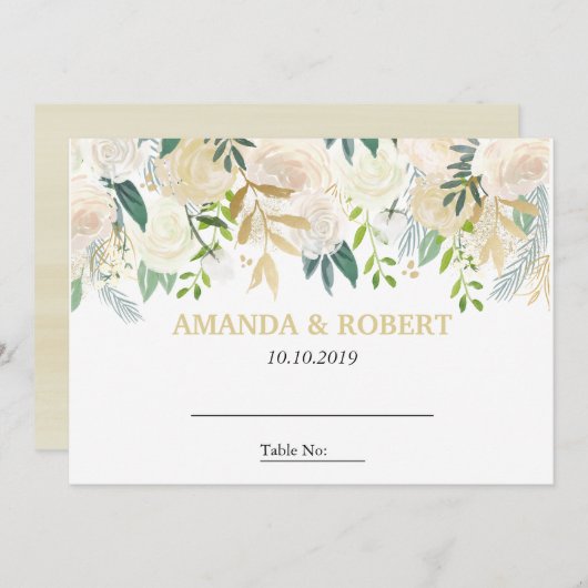 Elfenbeinblume Rose Hochzeit Tafelplatz PINK Einladung (Vorne/Hinten)