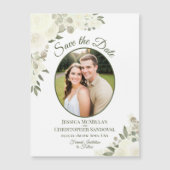 Elfenbeinblume Save the Date Oval Foto Magnet (Vorderseite)