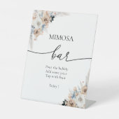 Elfenbeinblume und blauer Boho Blumenschild Mimosa Sockelschild (Vorderseite)