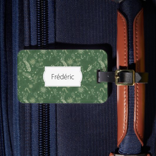 Elfenbeinblumendoodles auf grün gepäckanhänger (Vorderseite Insitu 4)