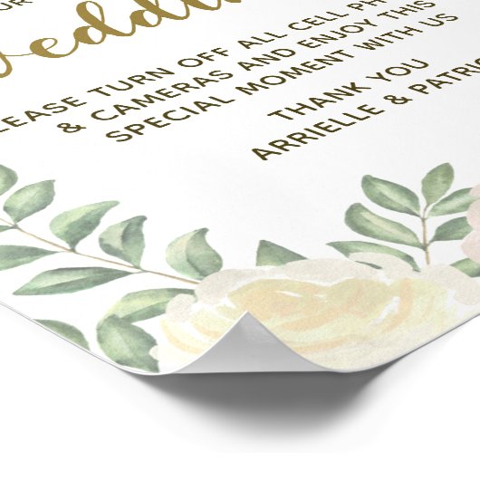 Elfenbeinblush Champagne Unplugged Wedding Sign Poster (Ecke)