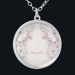 Elfenbeinblush Pink Floral Necklace Versilberte Kette<br><div class="desc">Schöne Elfenbeinblüte Rosa Blumenklammer</div>