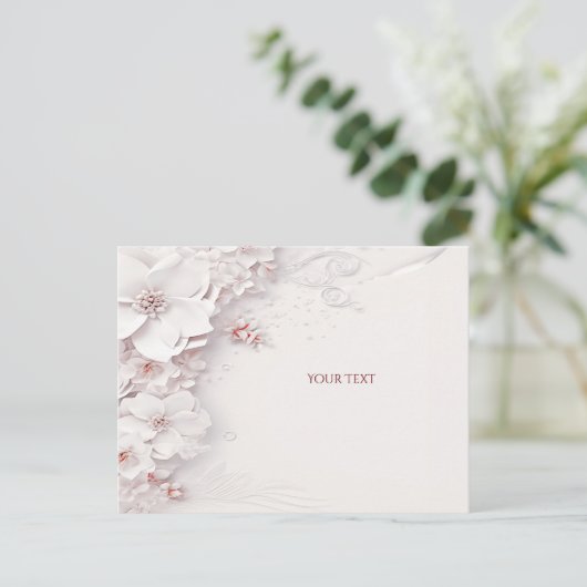 Elfenbeinblush Pink Floral Postkarte (Stehend Vorderseite)