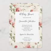 Elfenbeinblush Pink Roses Blumenspülung Einladung (Vorne/Hinten)