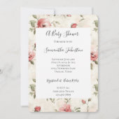 Elfenbeinblush Pink Roses Blumenspülung Einladung (Vorderseite)