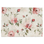 Elfenbeinblush Pink Roses Blumenzehen Große Geschenktüte (Rückseite)