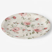 Elfenbeinblush Pink Roses Blumenzehen Pappteller (Schrägansicht)