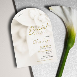 Elfenbeinblüte & Elegante Goldschrift Brautparty Einladung