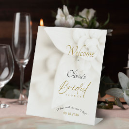 Elfenbeinblüte & Goldschrift Brautparty-Willkommen Sockelschild