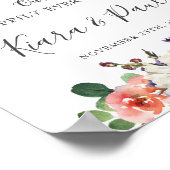 Elfenbeinblüte Lila Peach Blumengrün Hochzeit Poster (Ecke)
