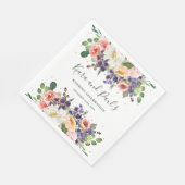 Elfenbeinblüte Lila Peach Blumengrün Hochzeit Serviette (Ecke)