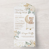 Elfenbeinblütenmond Niedlich Teddy Bear Babydusche All In One Einladung (Innen Boden)
