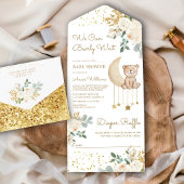 Elfenbeinblütenmond Niedlich Teddy Bear Babydusche All In One Einladung