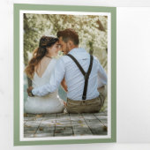 Elfenbeinblütensprecher Grüne Blätter Hochzeitsfei Dreifach Gefaltete Einladung (Innen Erste Seite)