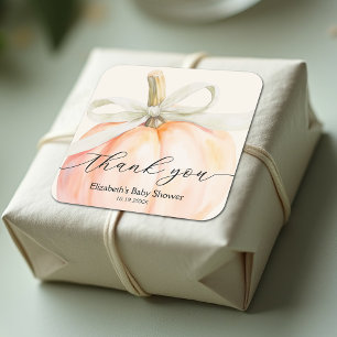 Elfenbeinbogen Kleiner Kürbis Baby Shower Quadratischer Aufkleber