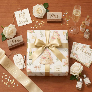 Elfenbeinbögen und Champagner Brautparty-Muster Geschenkpapier