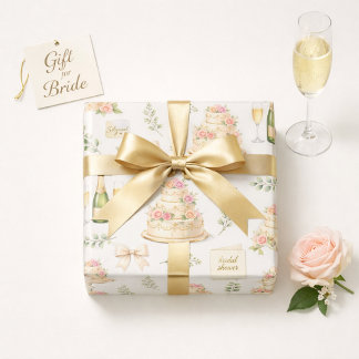 Elfenbeinbögen und Champagner Brautparty-Muster Geschenkpapier