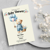 Elfenbeinbraun Bärenballons Blume Babydusche Einladung